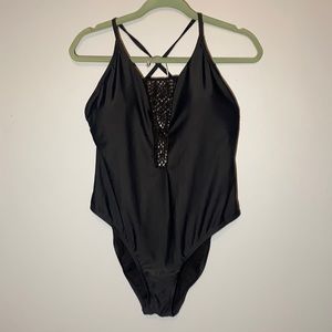 Black one piece bathing suit, size XL